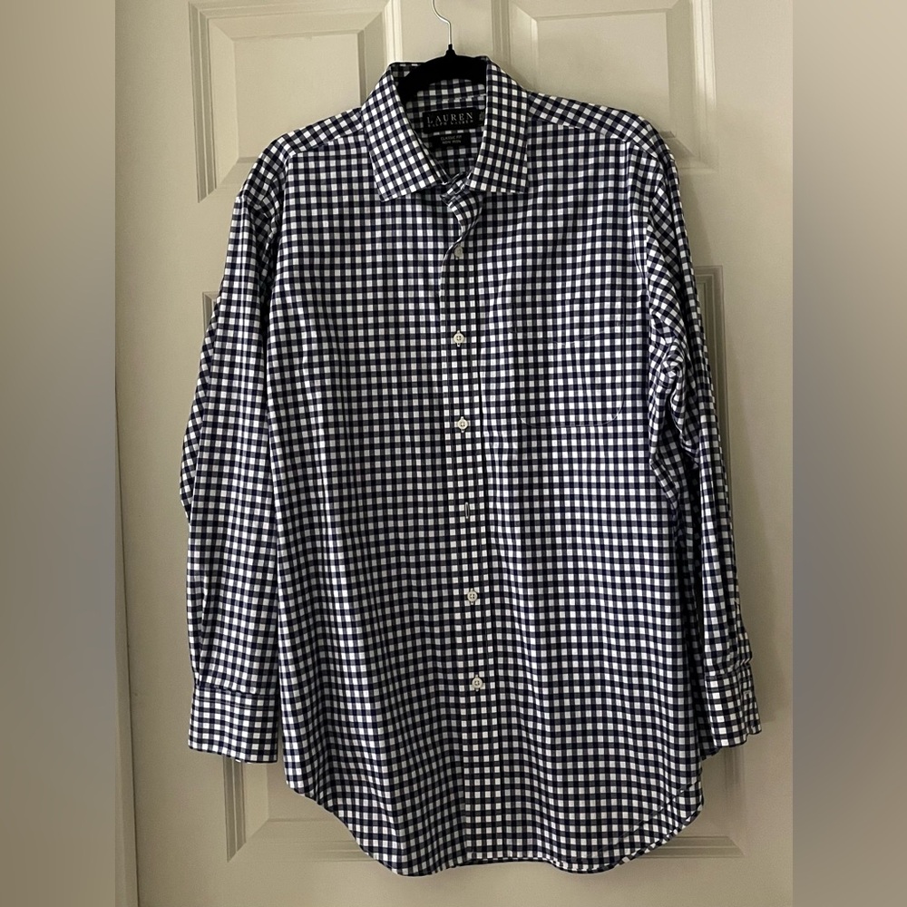 Men’s Lauren Ralph Lauren Classic Fit Non Iron Blue & White Gingham Check shirt